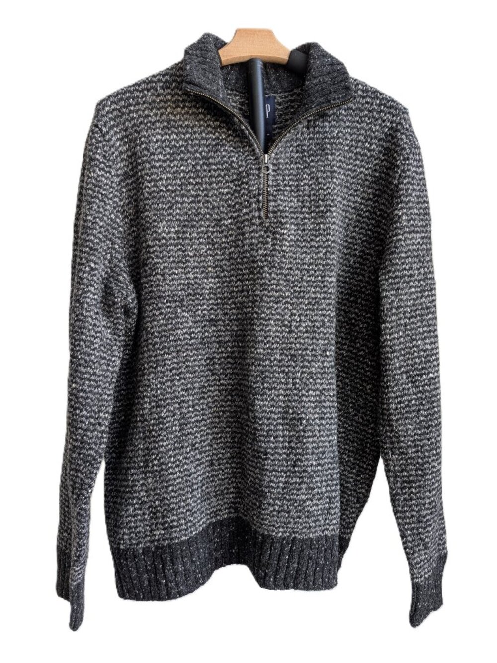 GAP Quarter-Zip Marled Wool Sweater | Large